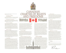 Image of the Canadian Charter of Rights and Freedoms document.