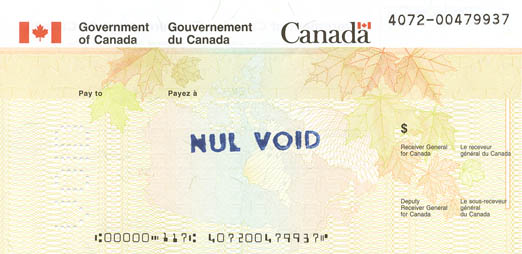 This is an image of a Receiver General Cheque