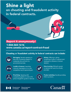 Shine a light on cheating and fraudulent activity in federal contracts, long description below