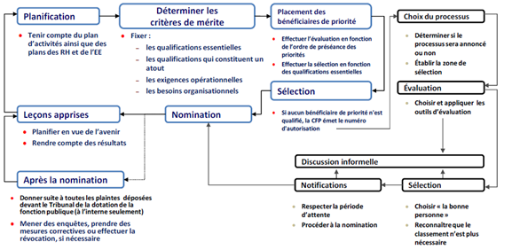 Étapes du processus de dotation – Version textuelle en dessous du graphique